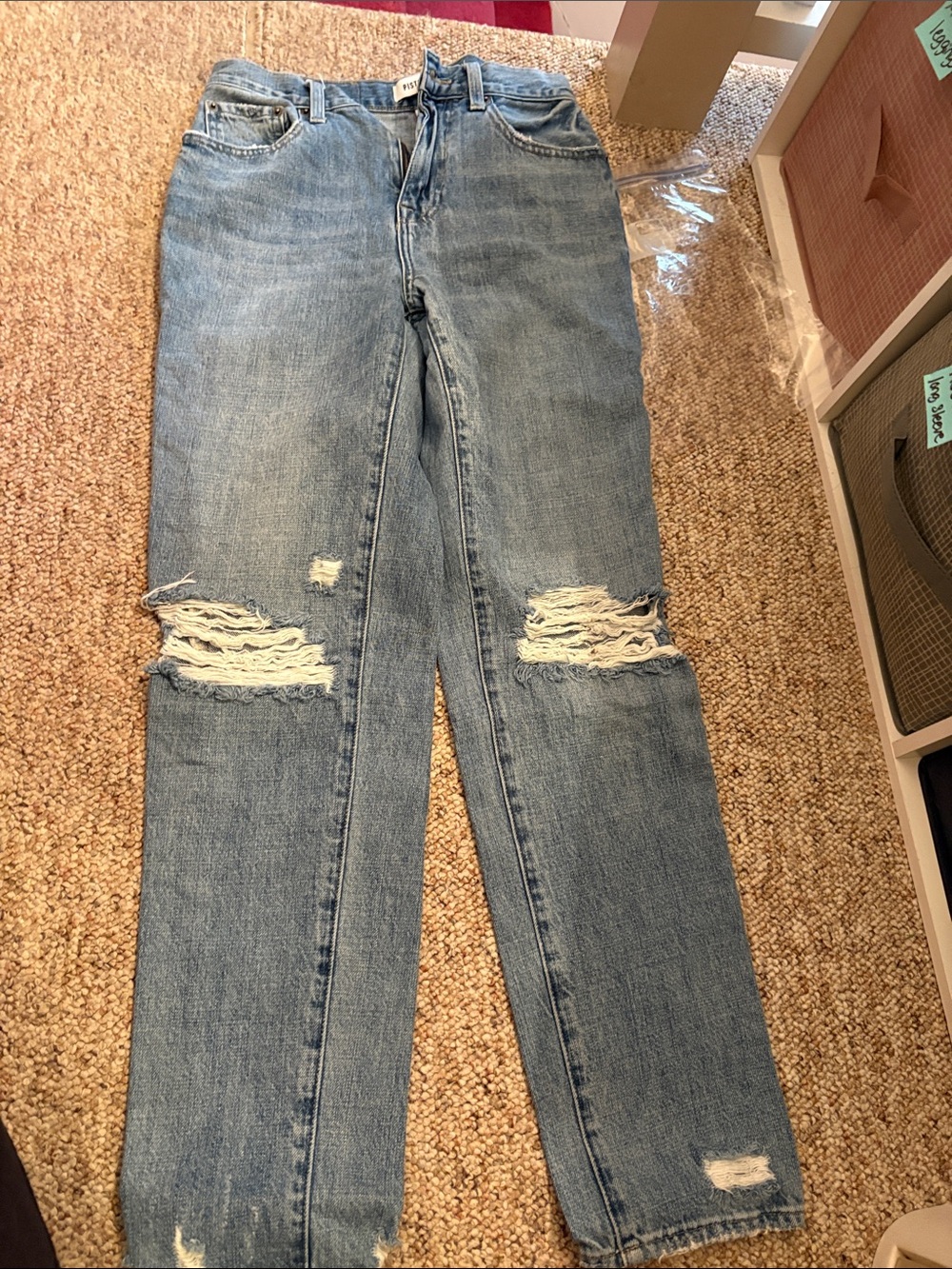 pistola Light Blue Distressed Straight-Leg Jeans